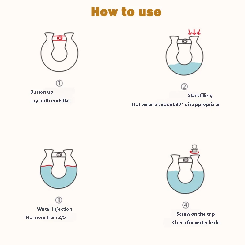 U-Shape Plush Neck Hot Water Bottle 2000ml – Warm & Cool Compress