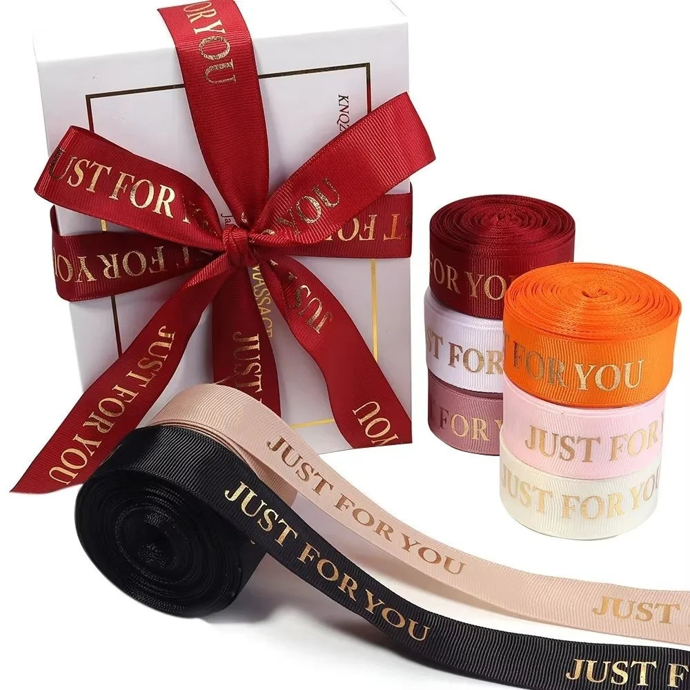 10 Yards "Just For You" Printed Polyester Ribbon 25mm