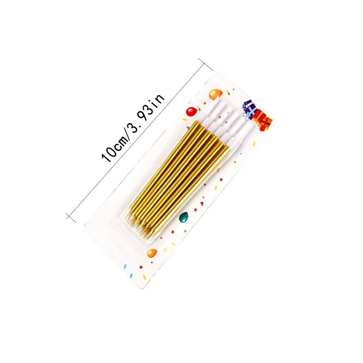 6-Pack Gold & Silver Metallic Birthday Cake Candles with Holders