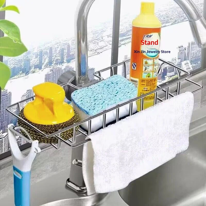 Stainless Steel Sink Organizer Rack – Sponge & Soap Holder