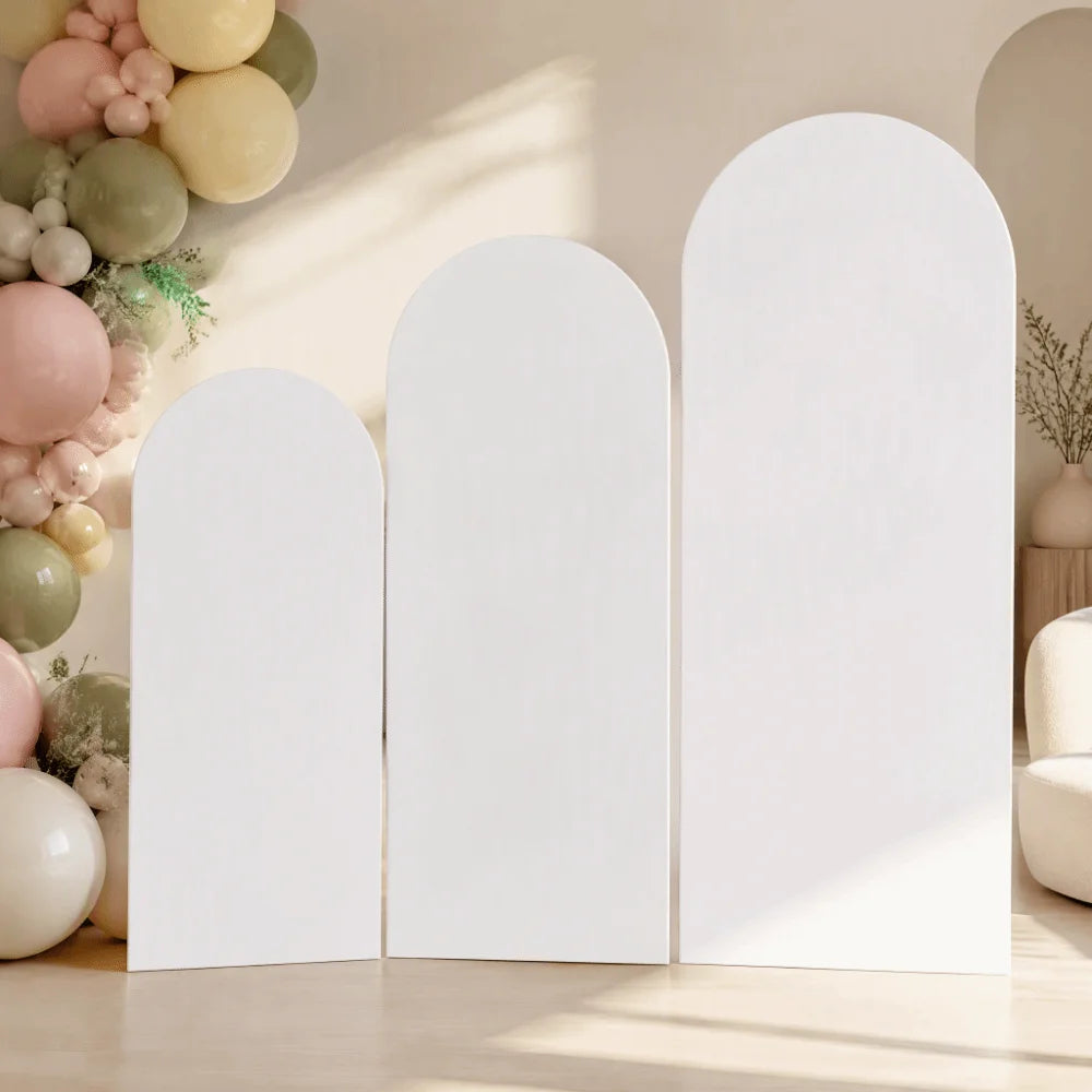 3-Pack White Wedding Arch Covers 4FT 5FT 6FT Stretch Fabric