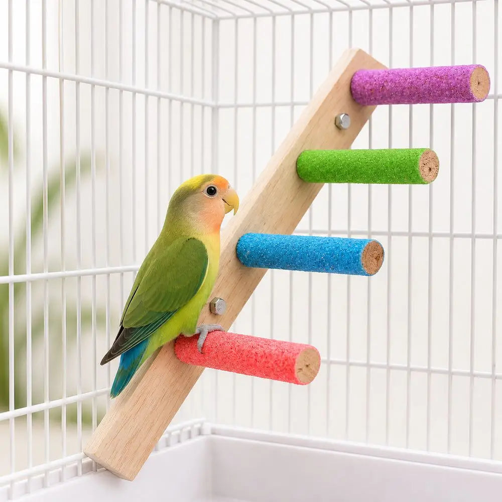 Colorful Wooden Bird Ladder 4/6/8 Rung Parrot Climbing Perch