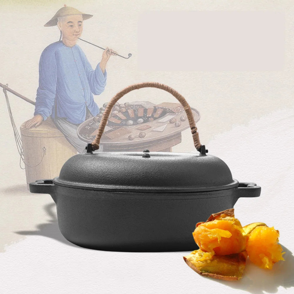 Cast Iron Sweet Potato & Garlic Roaster Pan with Lid