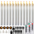 6-Pack Rechargeable Flameless Taper Candles 9.6" Remote & Timer
