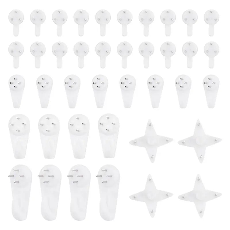 40-Pc Invisible Wall Hooks Picture Hangers No-Trace Nail Set