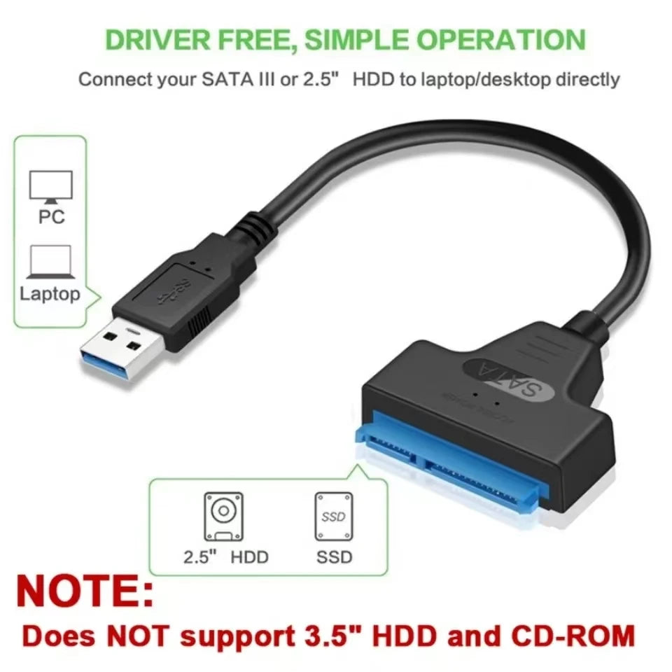 USB 3.0 to SATA Adapter Cable for 2.5" HDD & SSD
