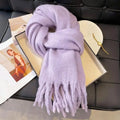 Women's Soft Tassel Shawl Scarf – Fluffy Knit Wrap, 6 Colours