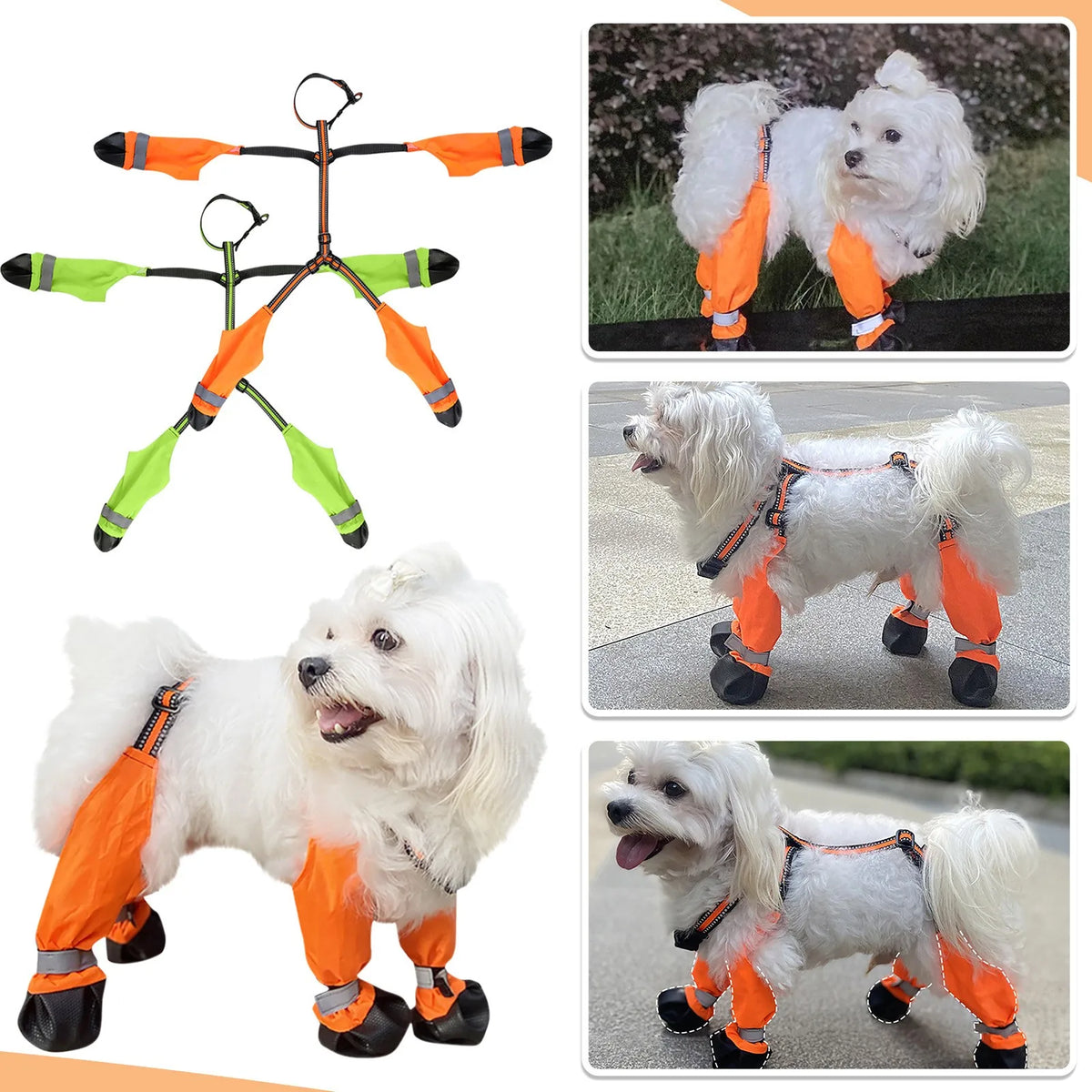 Waterproof Dog Boots with Suspenders | Anti-Slip Pet Shoes
