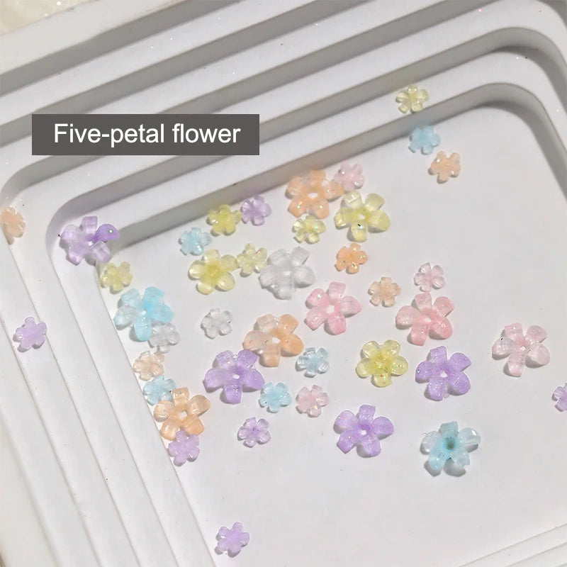 50Pcs 3D Flower Nail Art Charms Macaron Resin DIY Manicure