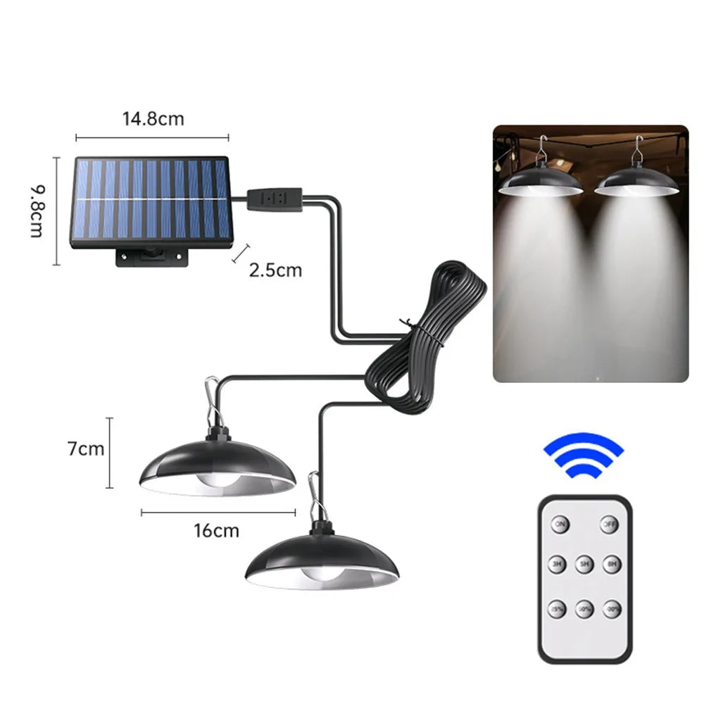 Solar Pendant Light LED Remote Control – Single/Double Head