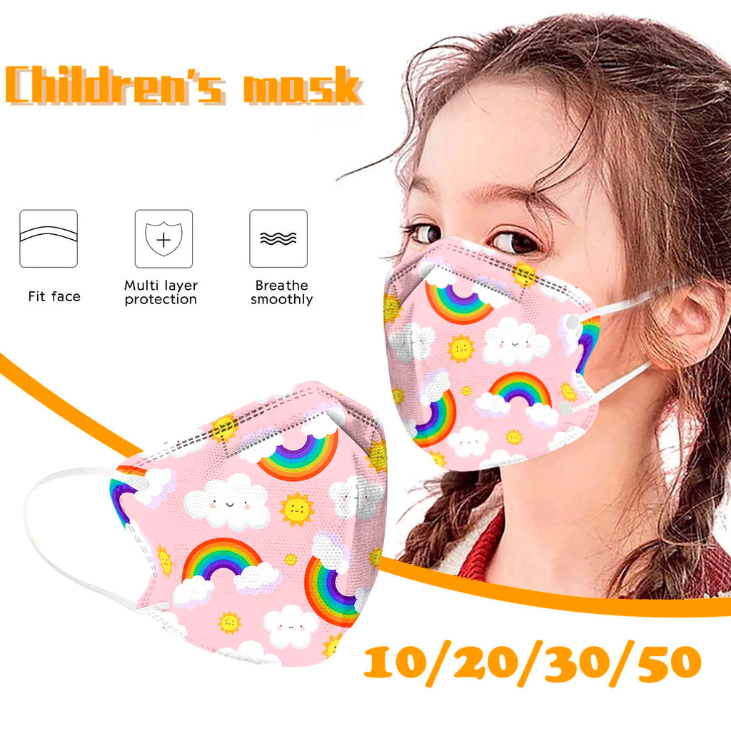 Kids Rainbow Multi-Layer Breathable Face Cover – Reusable