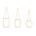 6-Pack Golden Hanging Glass Pressed Flower Frames with Chain