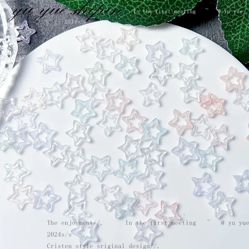 20Pcs 3D Resin Nail Art Charms – Heart & Star DIY Decor