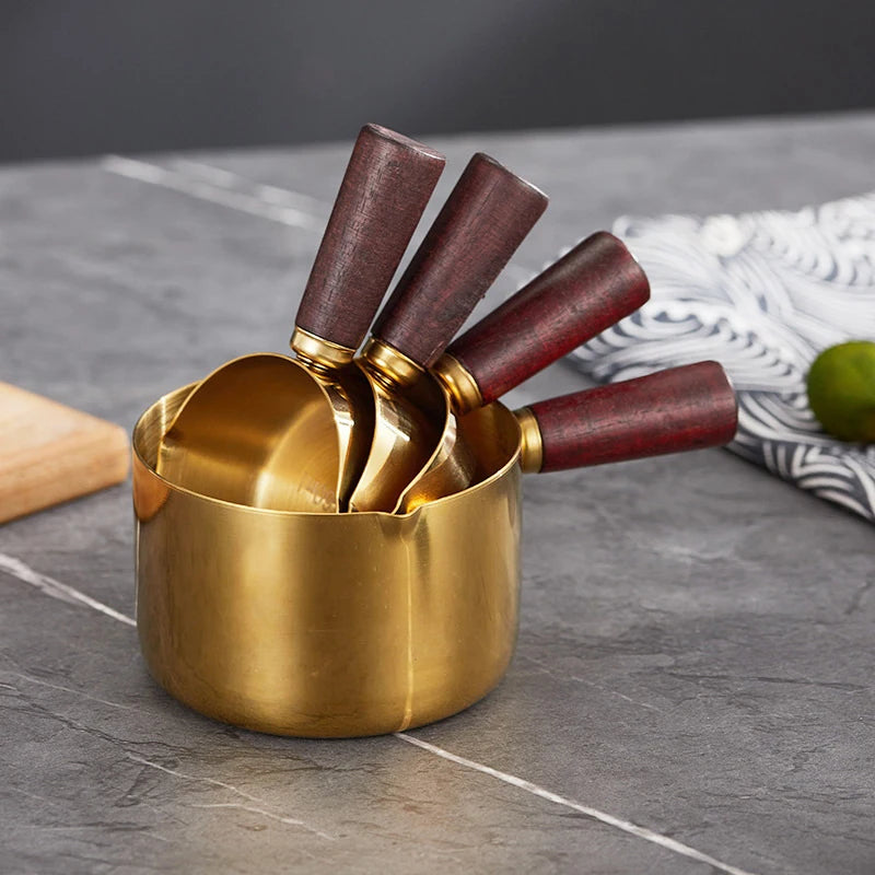 Stainless Steel Sauce Cup with Wooden Handle – 60–250ml