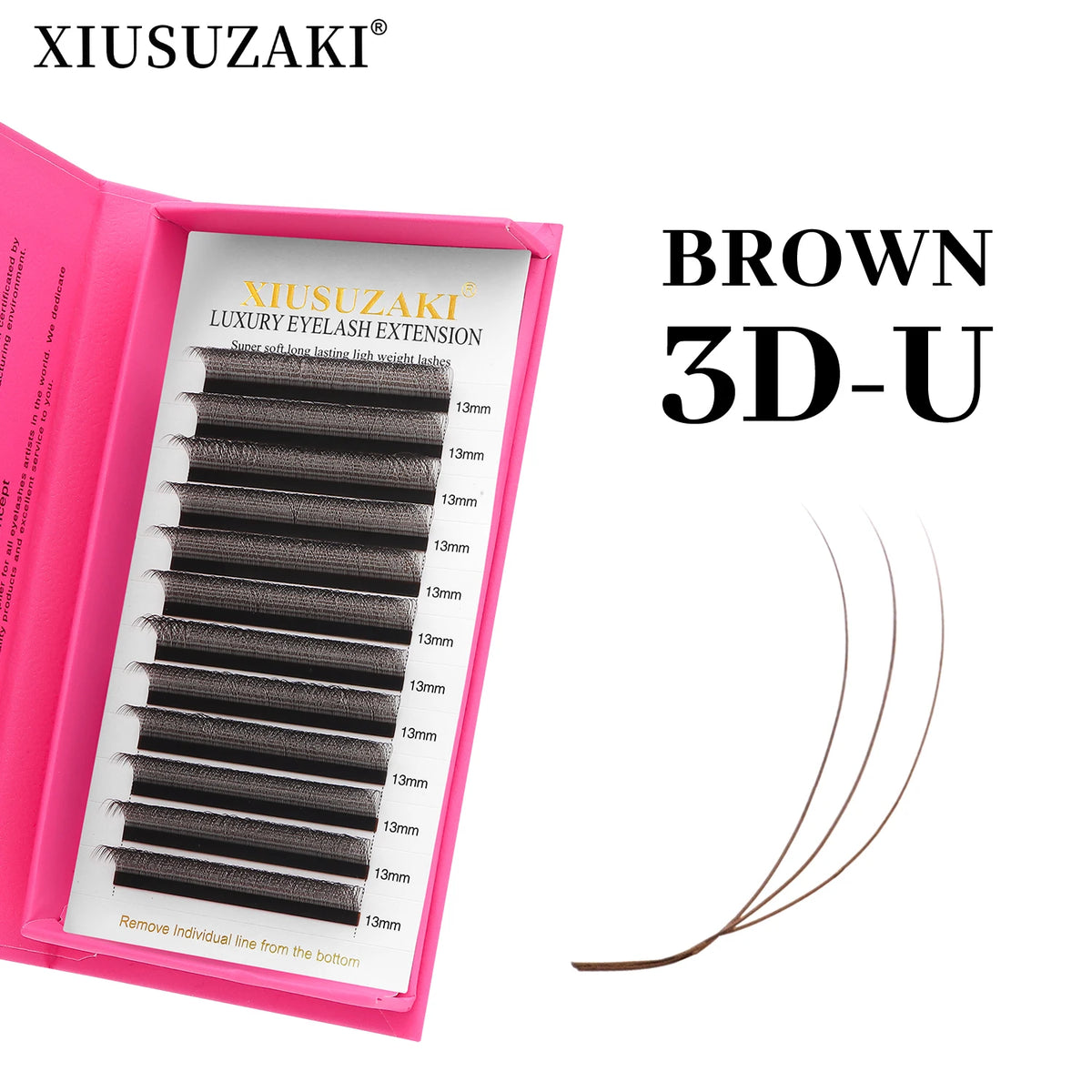 XIUSUZAKI Brown U-Shaped 3D 4D 5D Mink Volume Fan Lash Extensions