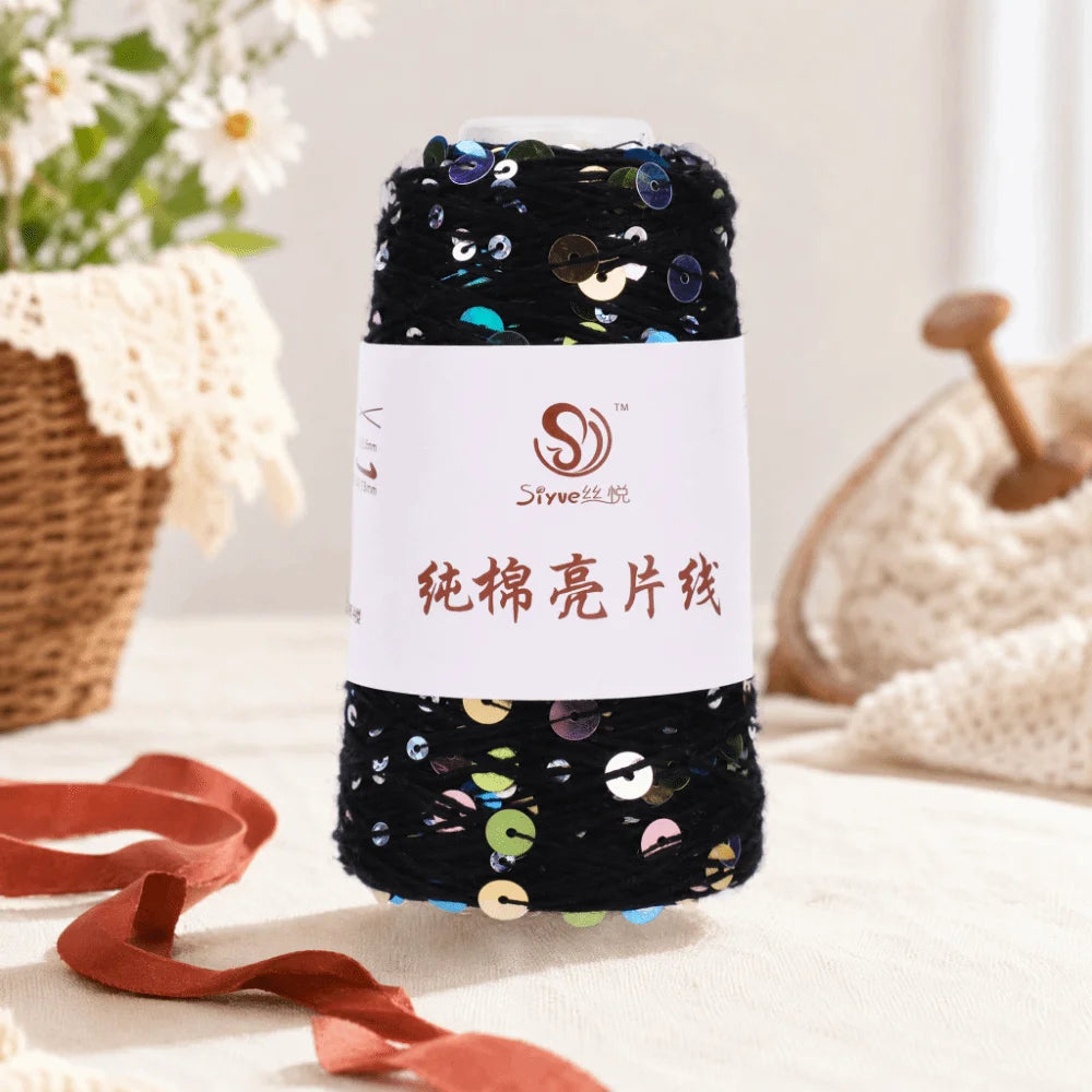 Sequin Glitter Hand Knitting Yarn – Polyester Bead Craft Thread