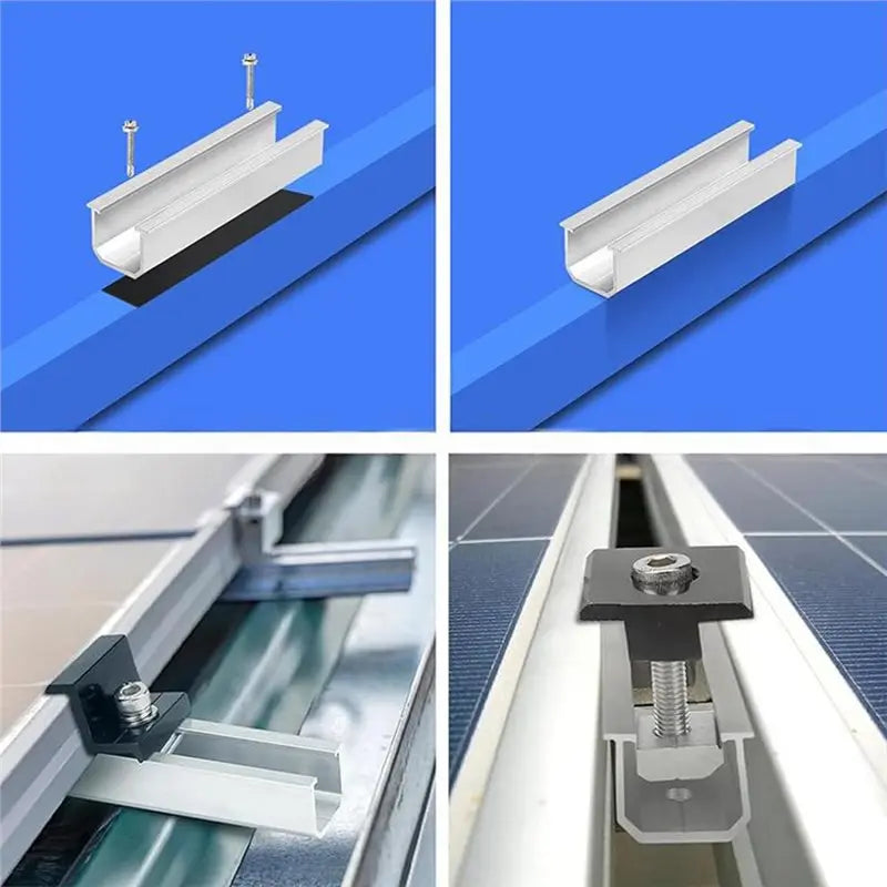 120mm U-Rail Solar Panel Mounting Kit with Clamps