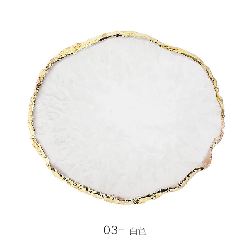 Resin Nail Art Mixing Palette Gold Edge Agate Style Multi Shape