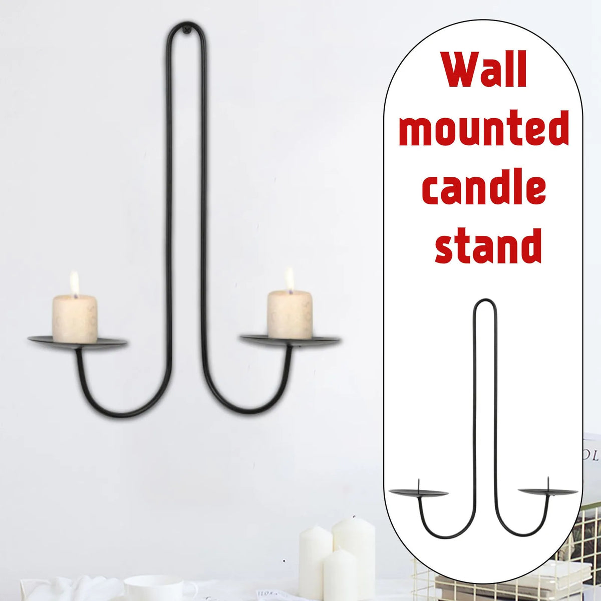 Iron Wall Candle Sconce – Black Wrought Iron Candlestick Holder