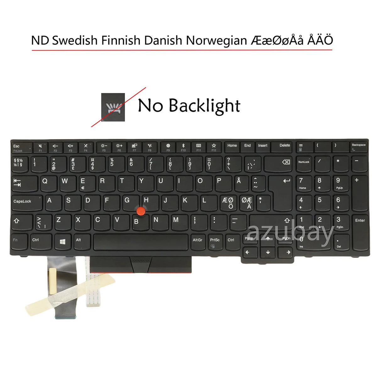 Nordic Keyboard Lenovo ThinkPad T590 T15 P15s Gen1 No Backlit