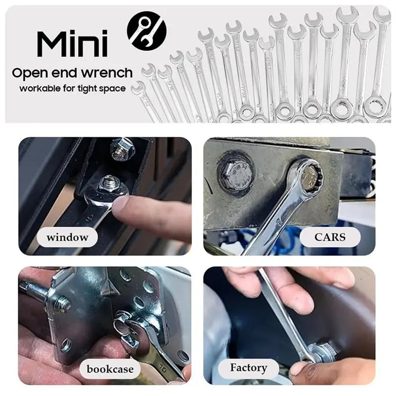 40-Pc Mini Metric & SAE Combination Wrench Set – Ratchet