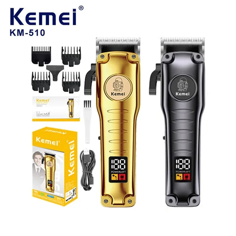 Kemei KM-510 Cordless Hair Clipper LCD USB Rechargeable