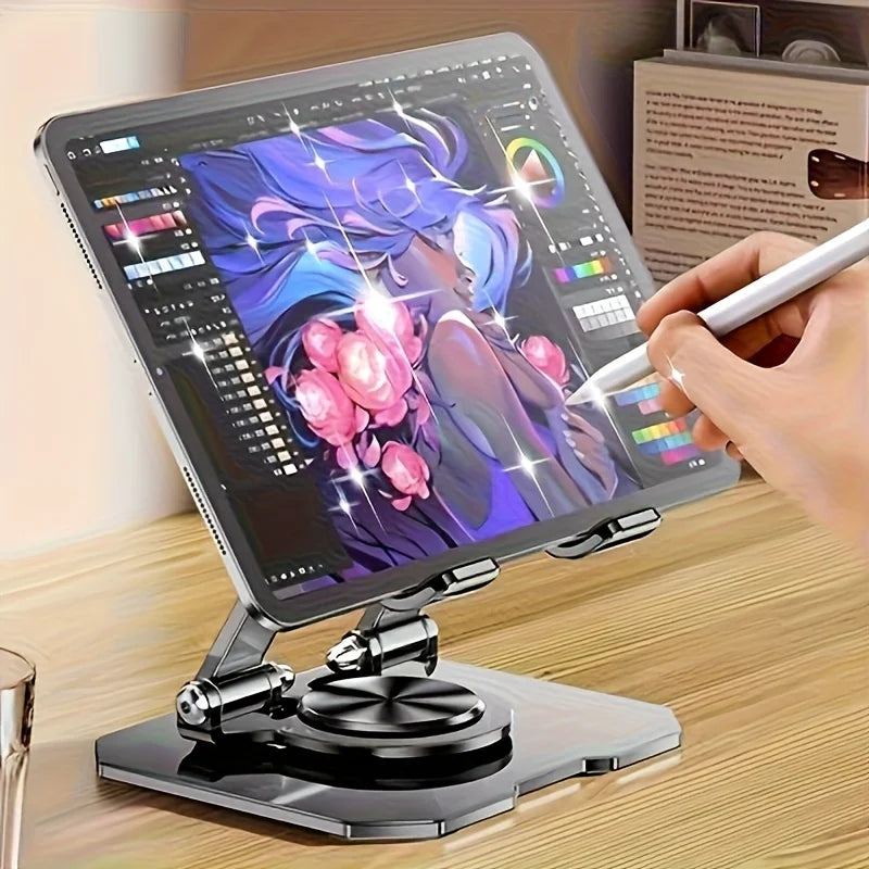 360° Rotating Metal Tablet Stand – Foldable Desktop Holder