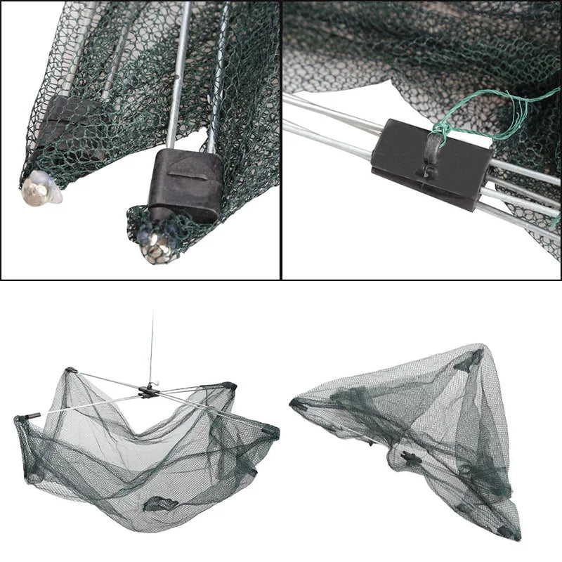Umbrella Crab Trap Folding Bait Dip Fishing Net – 3 Sizes