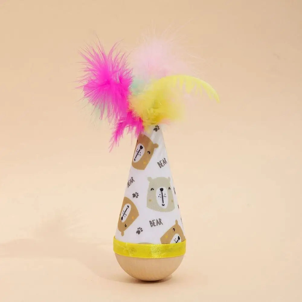 Interactive Wooden Cat Tumbler Toy – Scratch-Resistant Wobbler