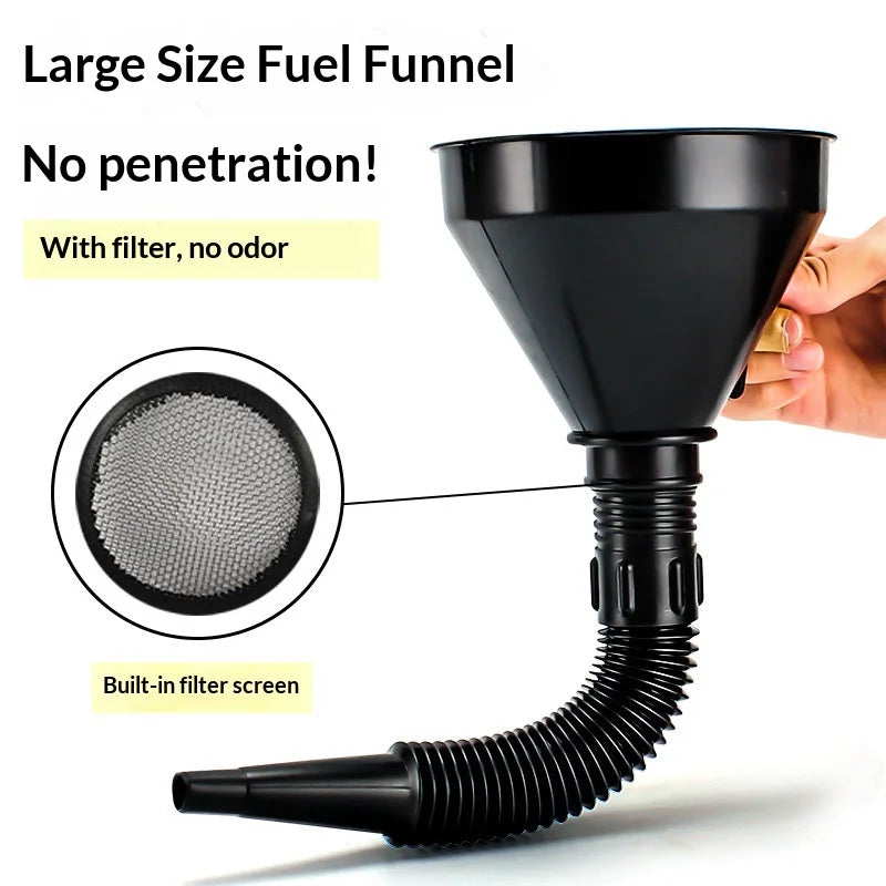Flexible Car Oil Funnel with Filter Screen – Wide-Mouth Spout