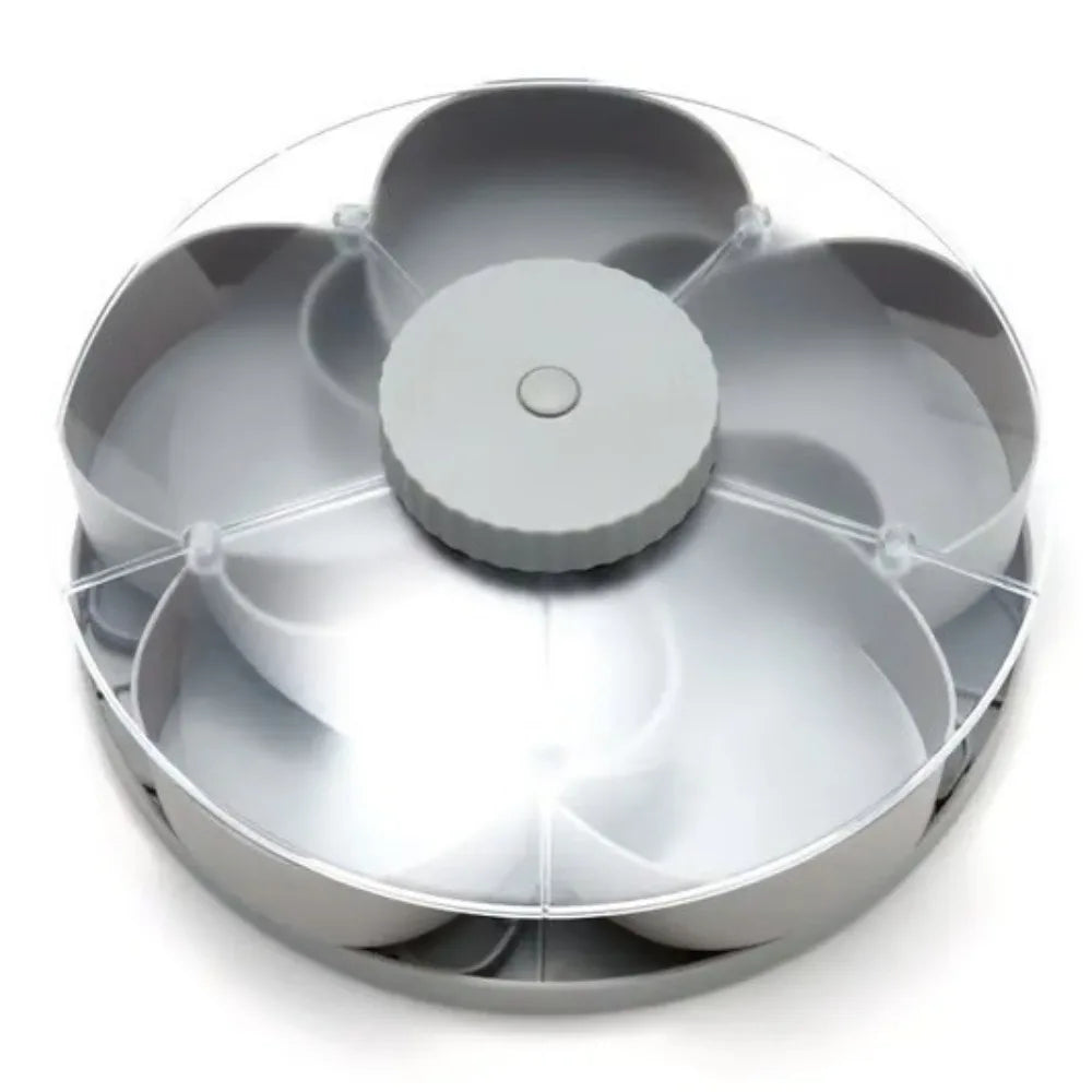 Rotating Snack Tray with Lid – 5-Compartment Lazy Susan