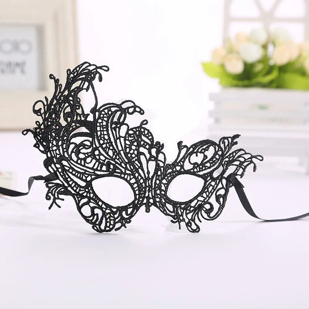 Black Lace Eye Mask – Venetian Masquerade Costume Party