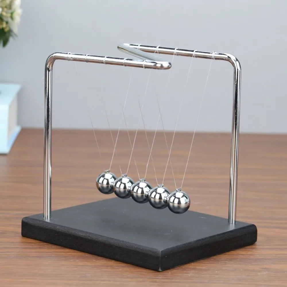 Newton's Pendulum Ball – Stainless Steel & Wood Desktop Decor
