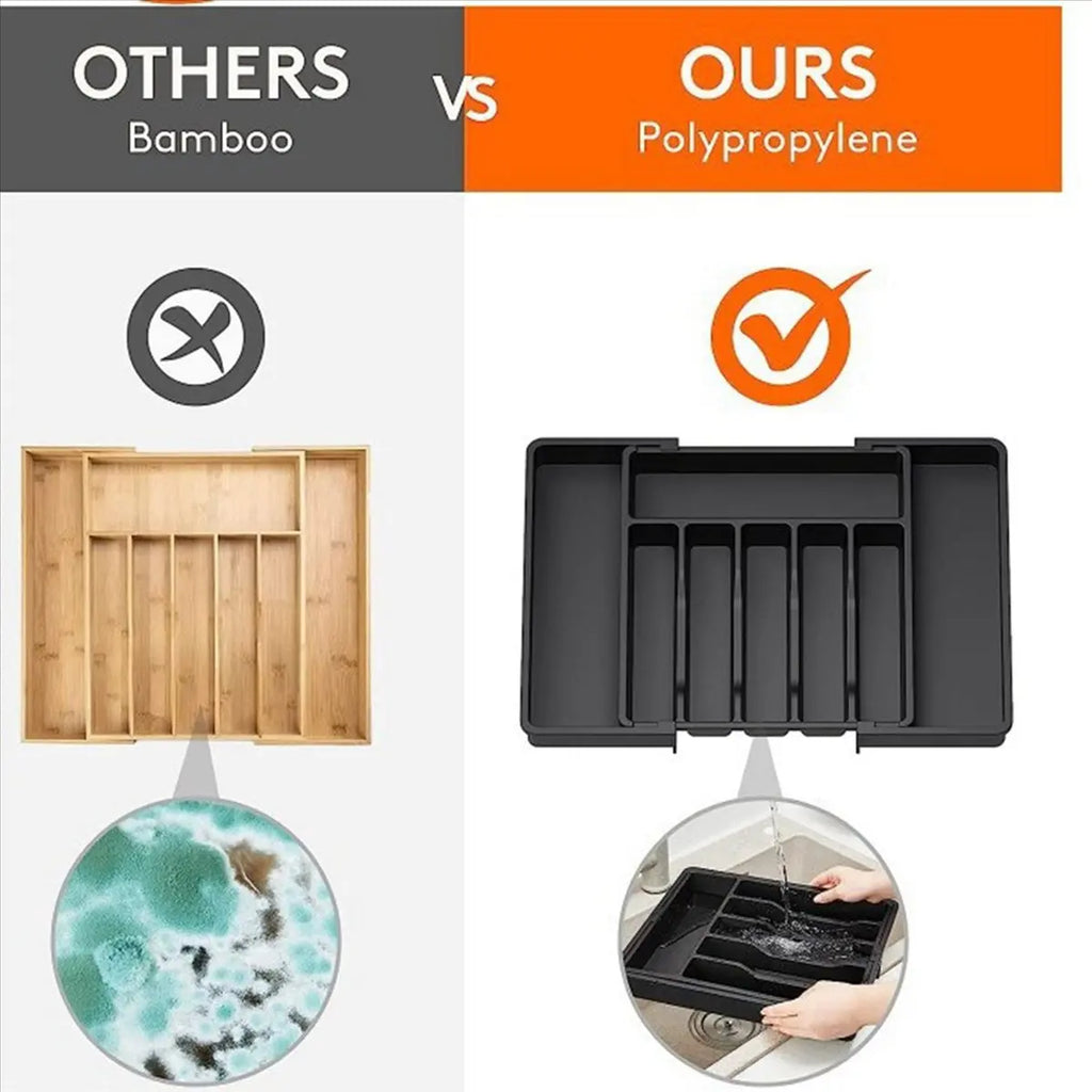 Expandable Cutlery Drawer Organizer – Adjustable Silverware Tray