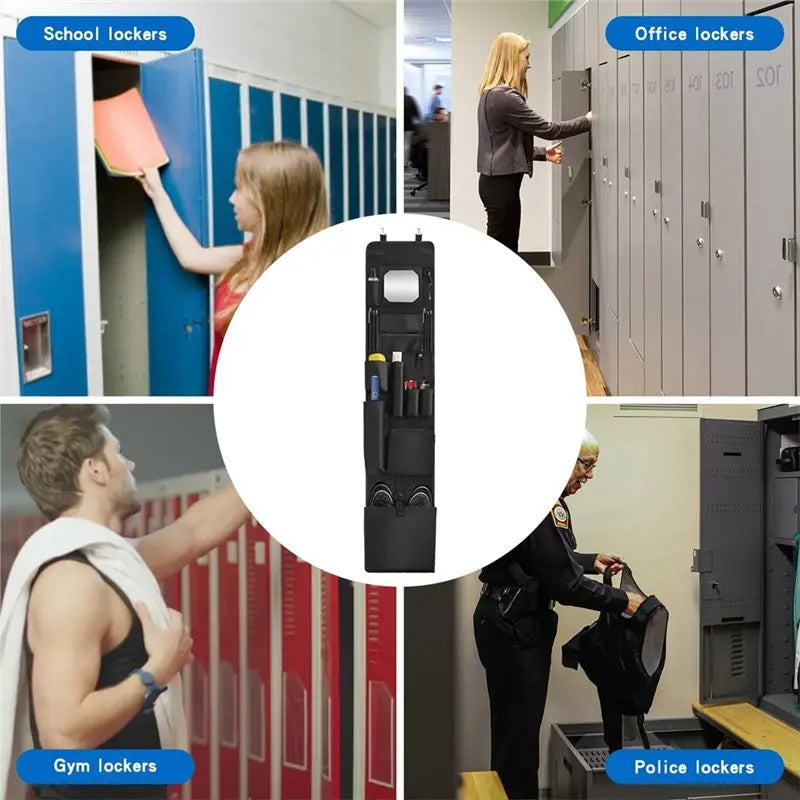 2-Pack Hanging Locker Organizer with Mirror & 6 Pockets