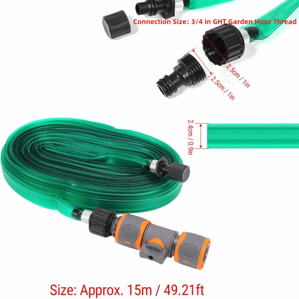 15M Flexible PVC Garden Hose with Dual Quick Connect Fitting