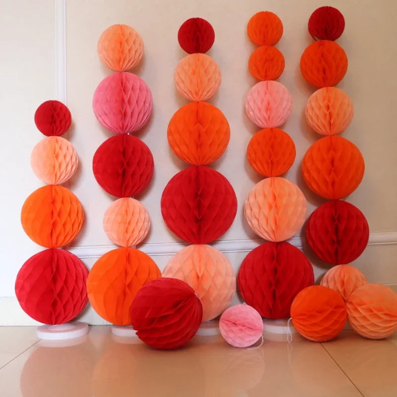 Round Honeycomb Paper Balls DIY Colorful Party Decorations