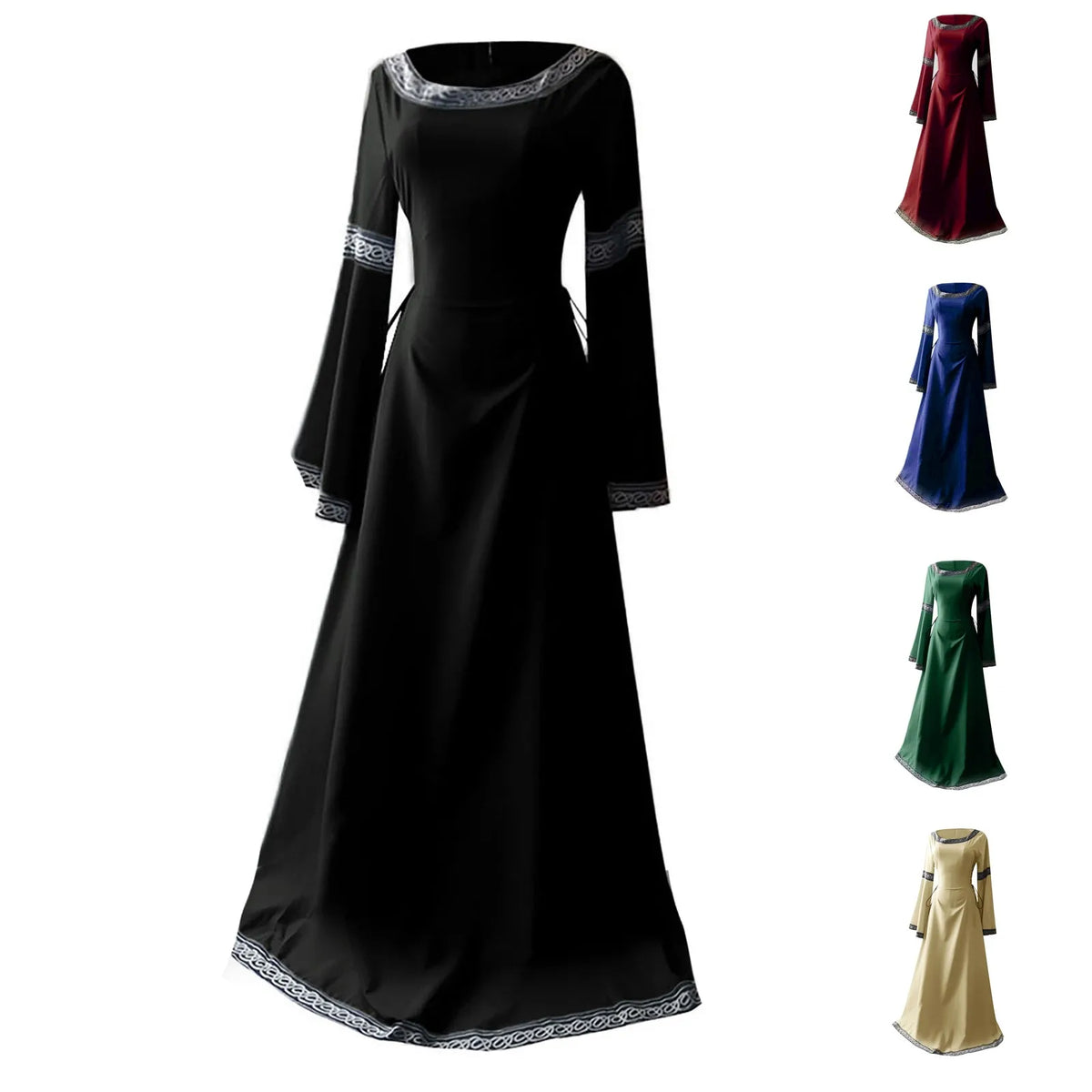 Women's Medieval Renaissance Trumpet Sleeve Maxi Gown Plus Size