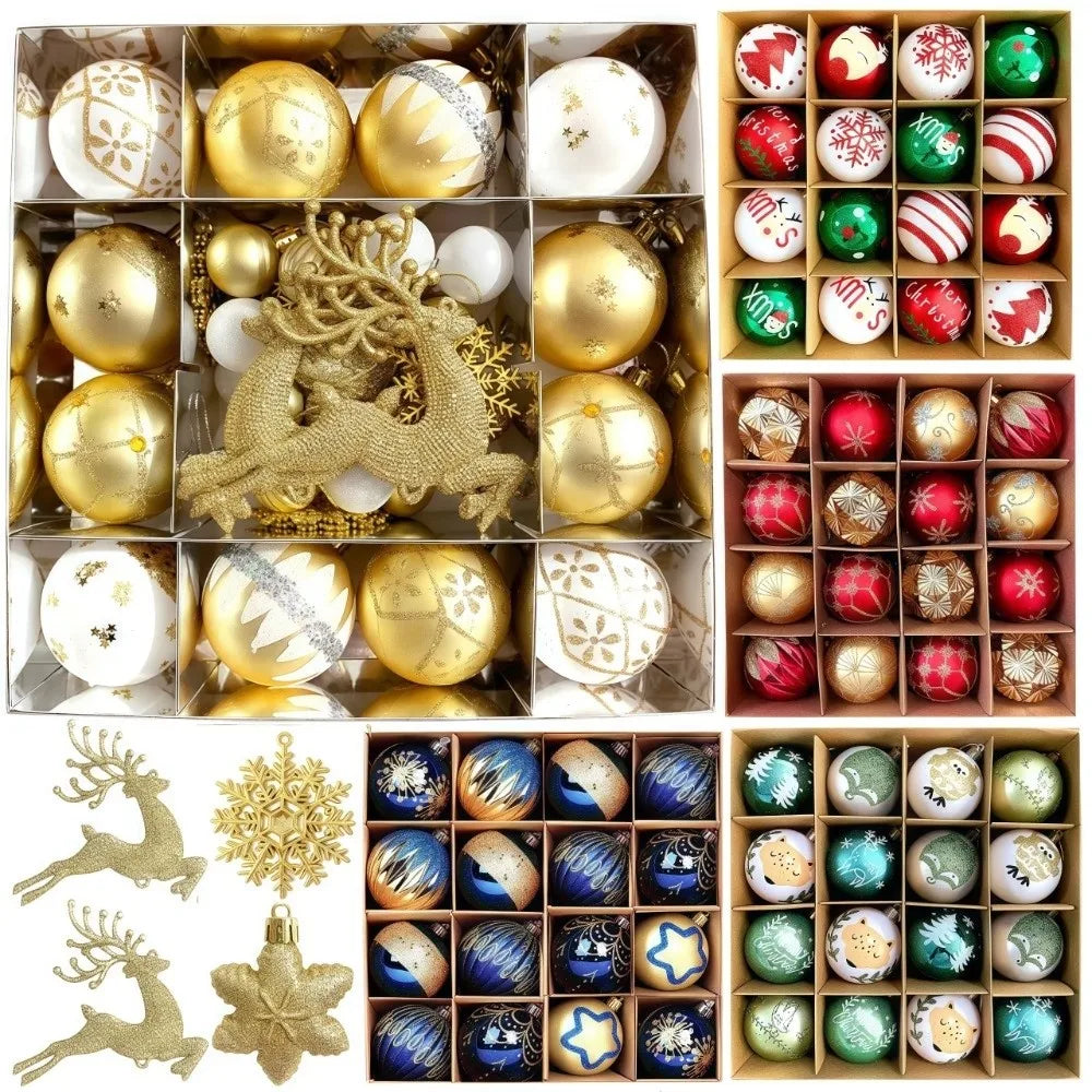 16/45PCS Electroplated Christmas Ball Ornaments Set – Tree Décor