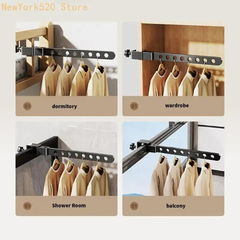 Foldable Wall-Mounted Clothes Hanger Rack – Aluminum Alloy