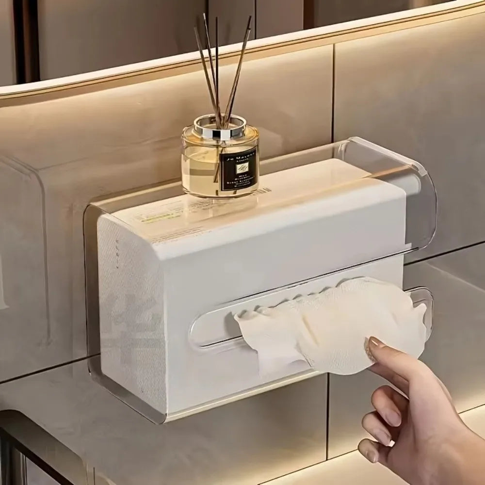 Wall Mounted Clear Acrylic Tissue Box – Waterproof Punch-Free