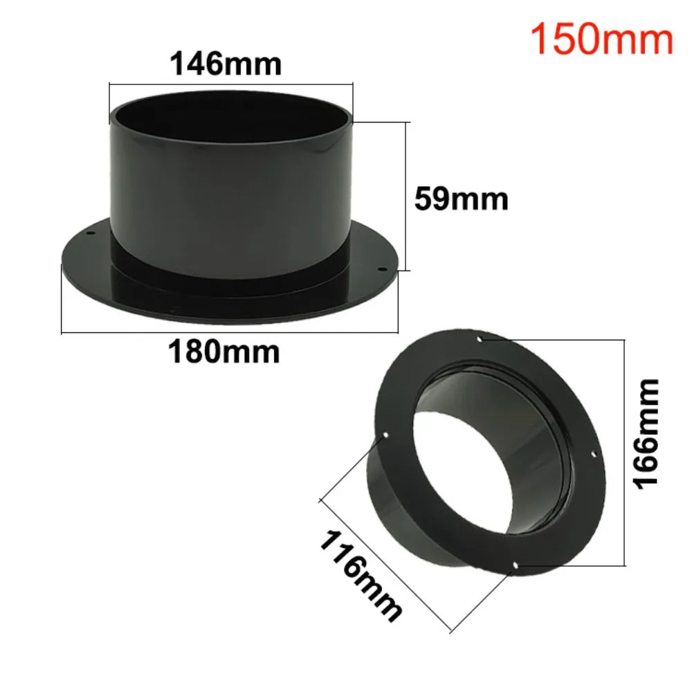 Round Wall Flange Connector Black ABS Ventilation Pipe Coupling