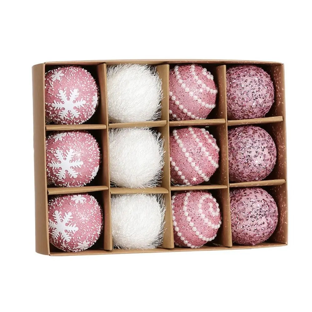 12-Pack 7cm Glitter Snowflake Christmas Tree Hanging Balls