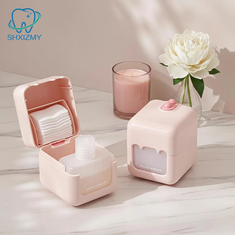Travel Makeup Remover Case – Leak-Proof Cotton Pad Storage Box