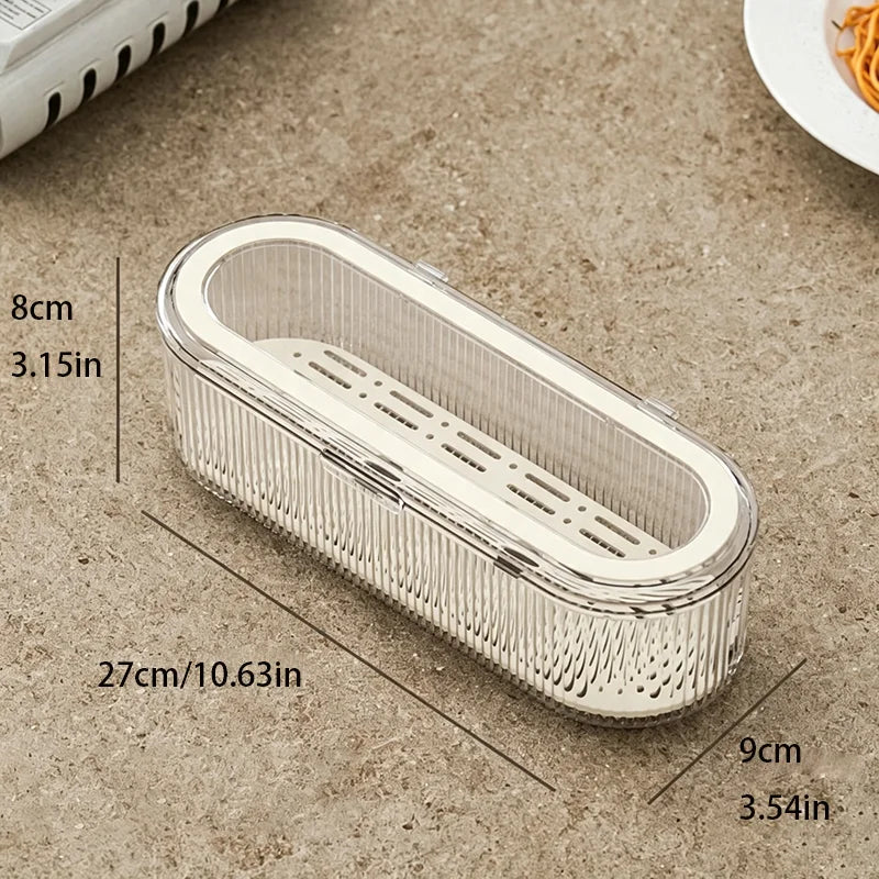 Transparent Dustproof Cutlery Storage Box with Lid