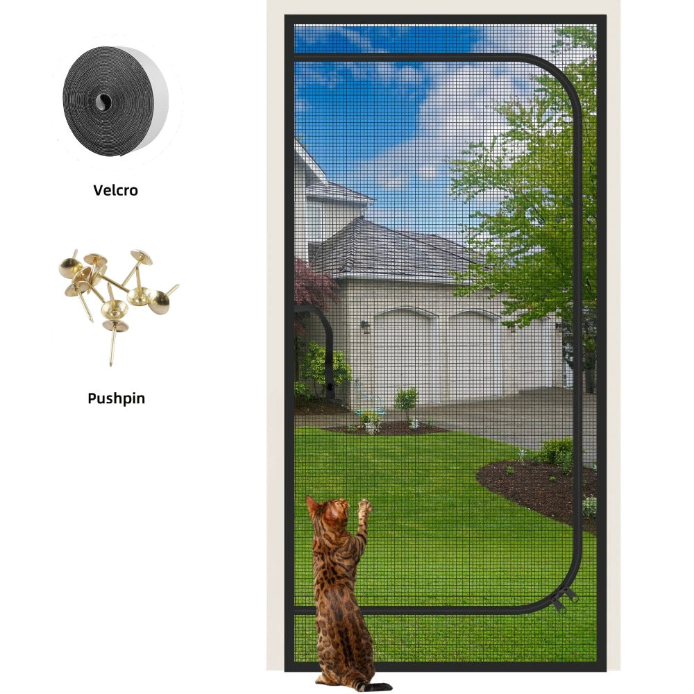 Heavy Duty Cat Screen Door with Dual Zippers – Scratch Proof