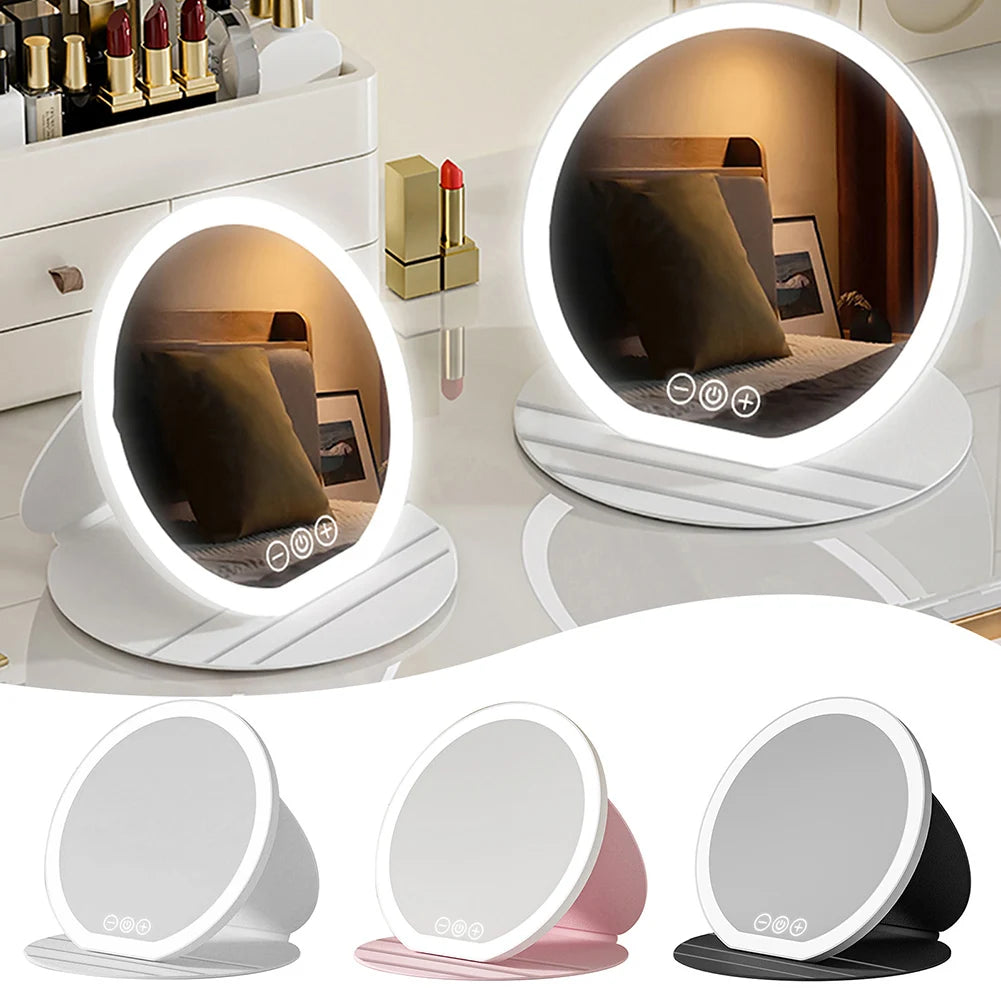 Foldable LED Vanity Mirror – Dimmable Rechargeable Makeup Mirror