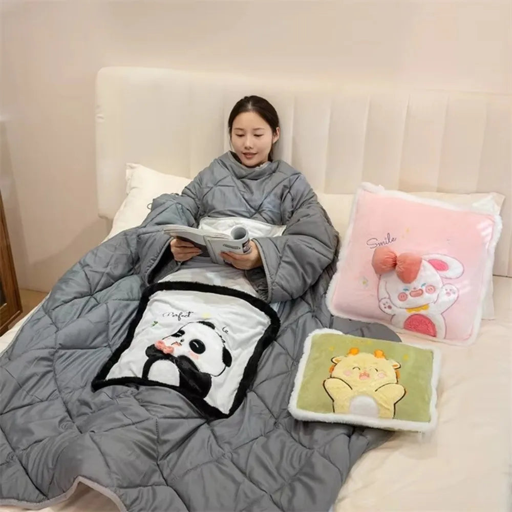 Wearable Blanket Hoodie – Cozy Fleece Wrap with Sleeves