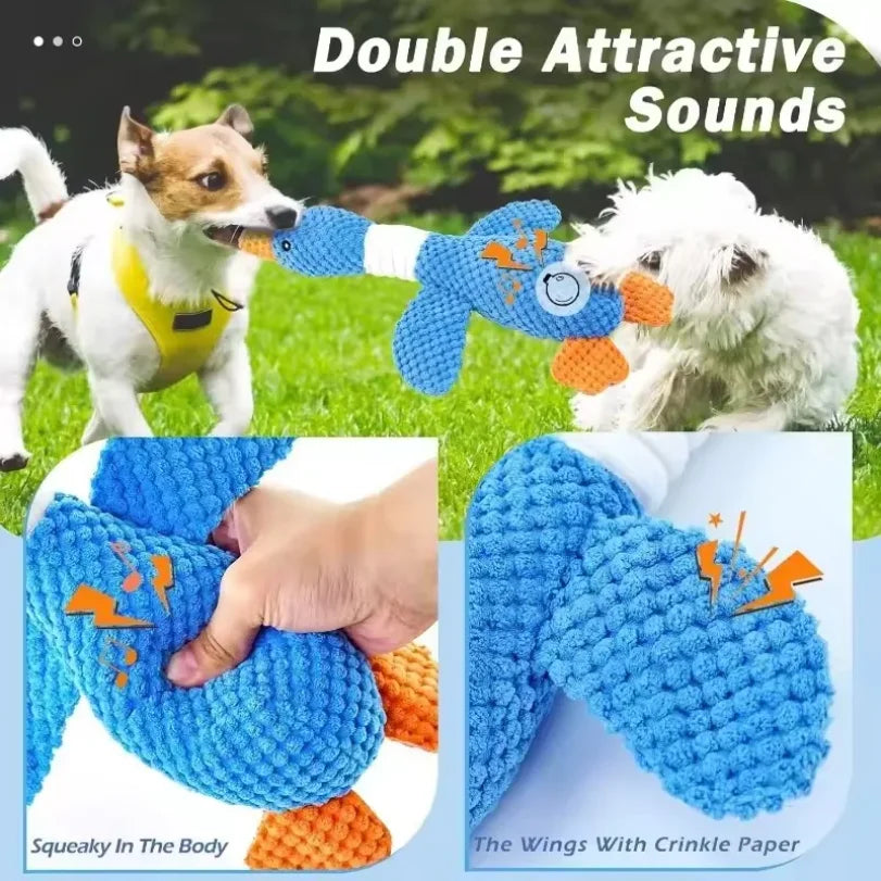 Squeaky Plush Goose Chew Toy for Dogs & Cats – Durable Fleece