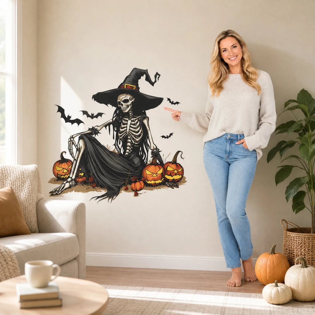 Halloween Wall Stickers – Witch Skeleton Pumpkin Decals